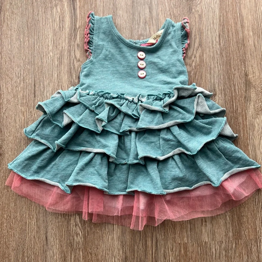 Matilda Jane Teal and Pink Ruffle Diaper Cover Set